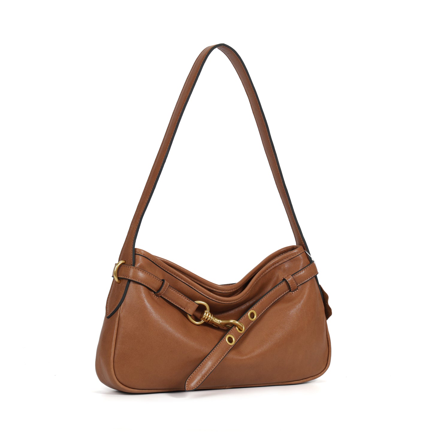 Timeless Elegance Brown Genuine Leather Shoulder Bag