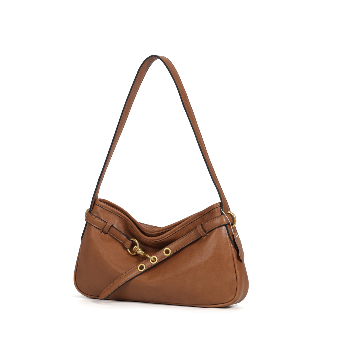 Timeless Elegance Brown Genuine Leather Shoulder Bag