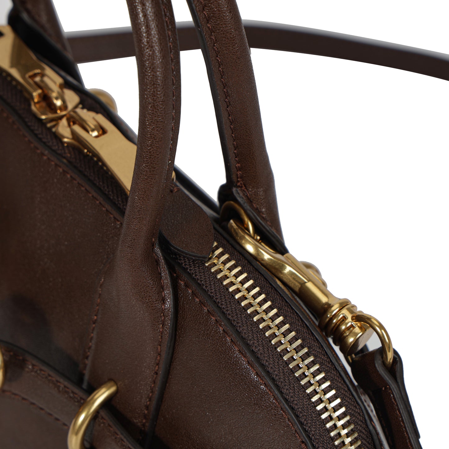 Timeless Elegance Arched Leather Shell Bag | Premium Calfskin Brown