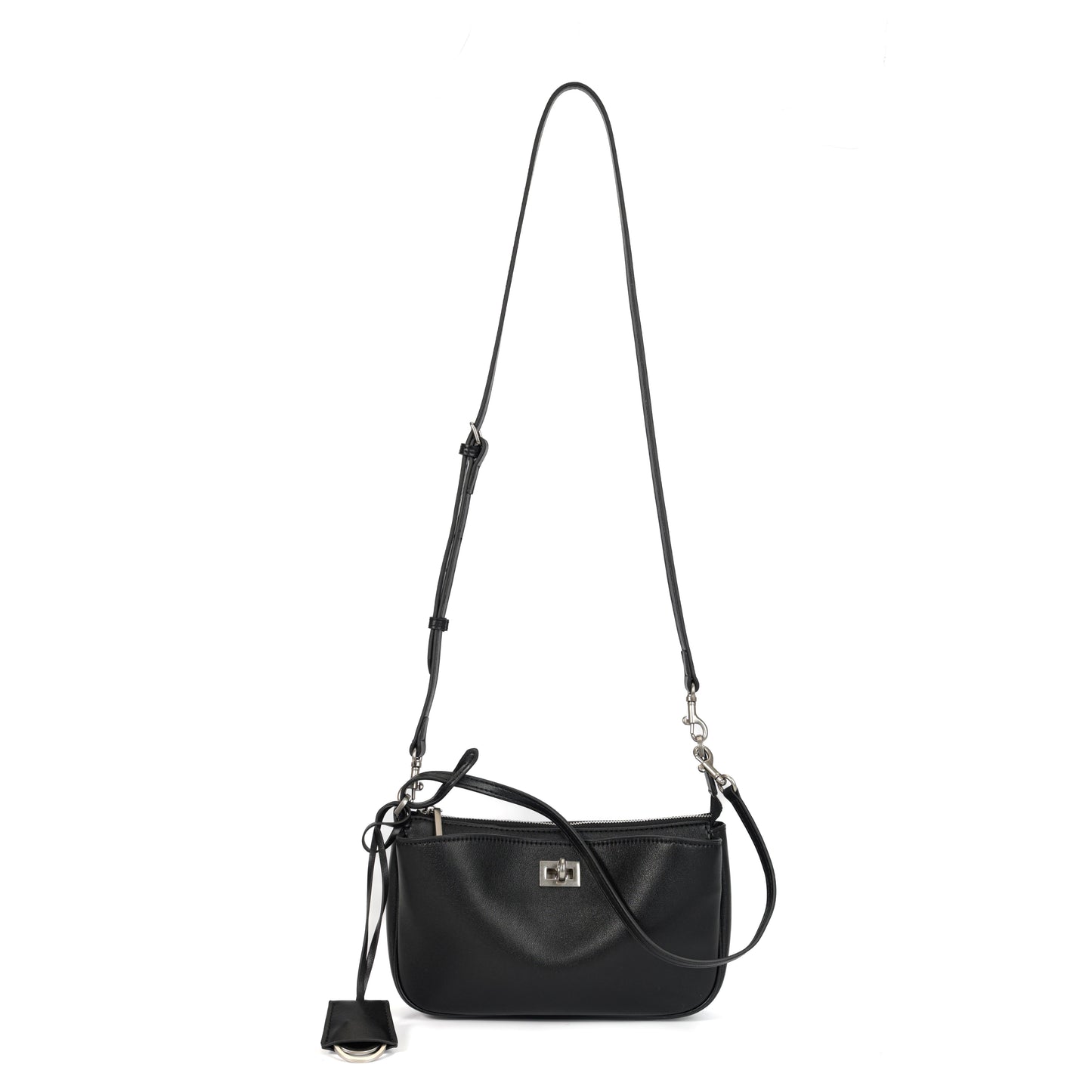 Timeless Elegance Minimalist Shoulder Bag | Black with Silver Buckle