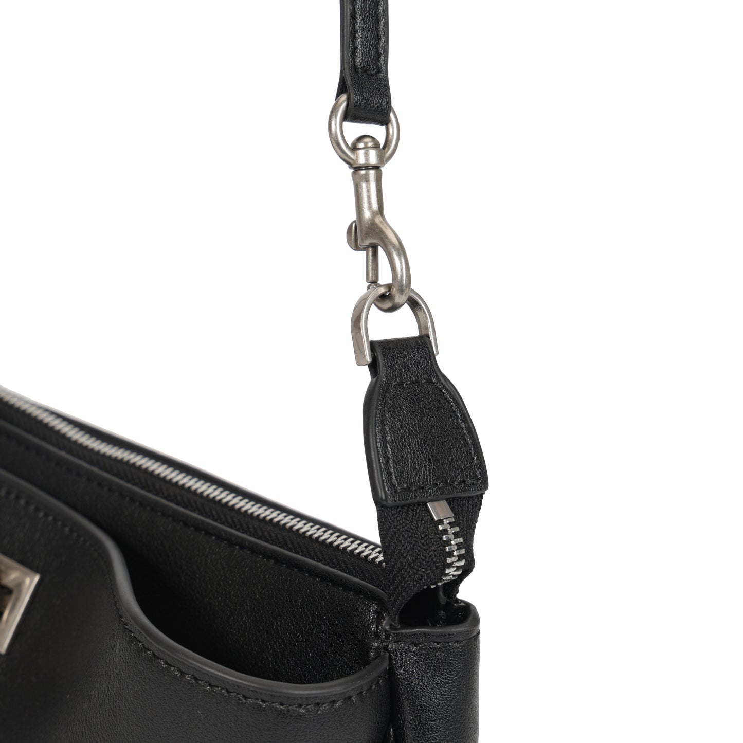 Timeless Elegance Minimalist Shoulder Bag | Black with Silver Buckle