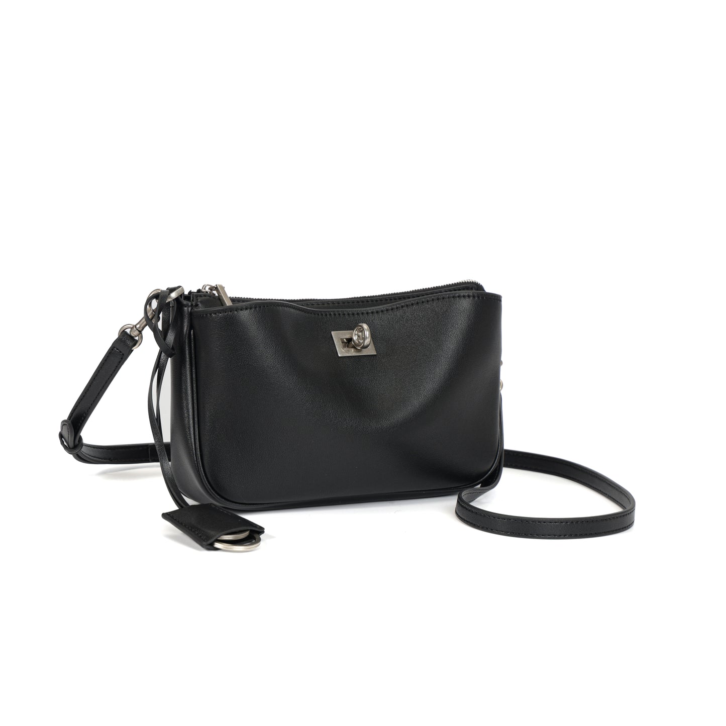 Timeless Elegance Minimalist Shoulder Bag | Black with Silver Buckle