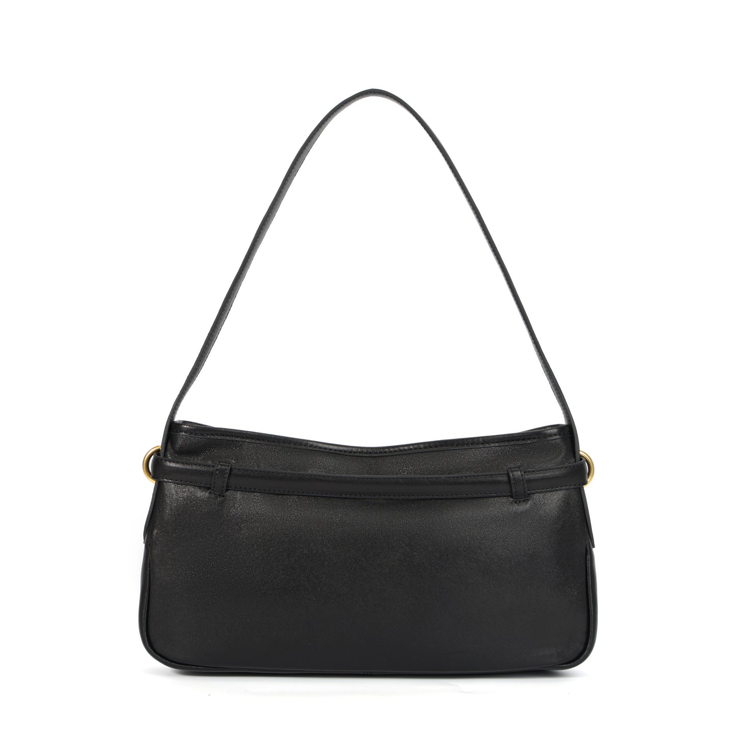 Timeless Elegance Black Genuine Leather Shoulder Bag