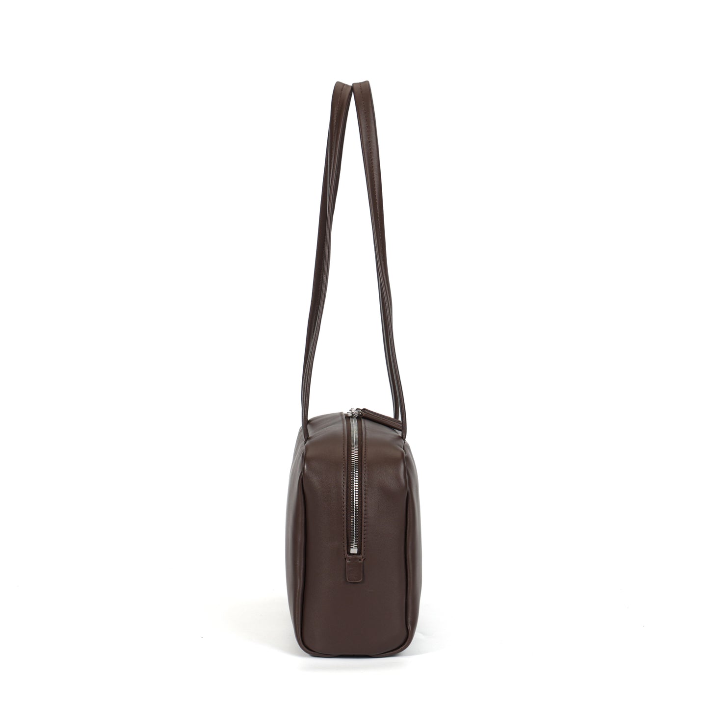 Timeless Elegance Coffee Brown Lambskin Bowling Bag | Boston Shoulder Bag