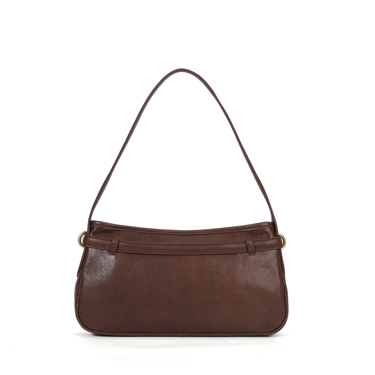 Timeless Elegance Coffee Brown Genuine Leather Shoulder Bag