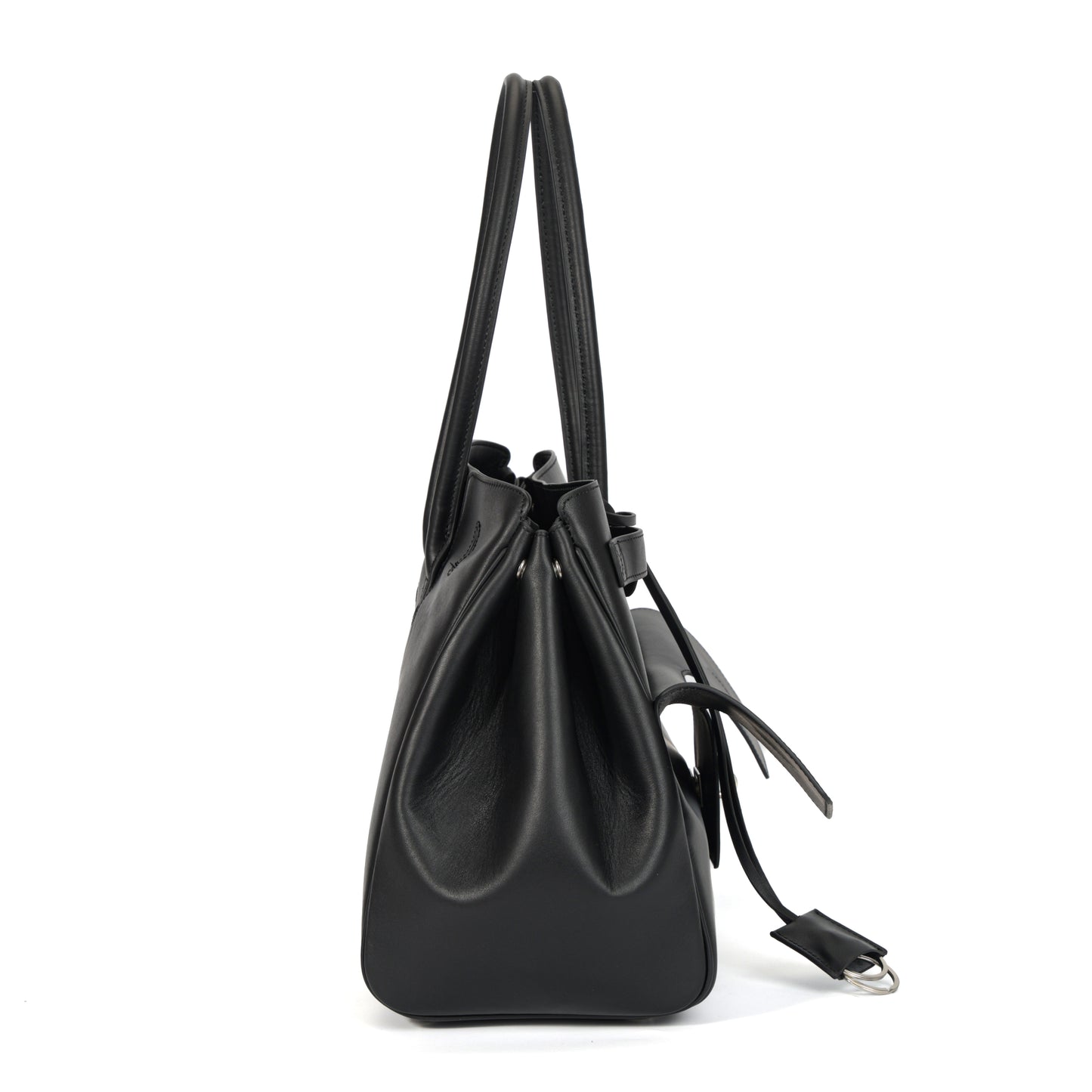 Timeless Elegance Black Leather Tote | Large Capacity Women's Handbag