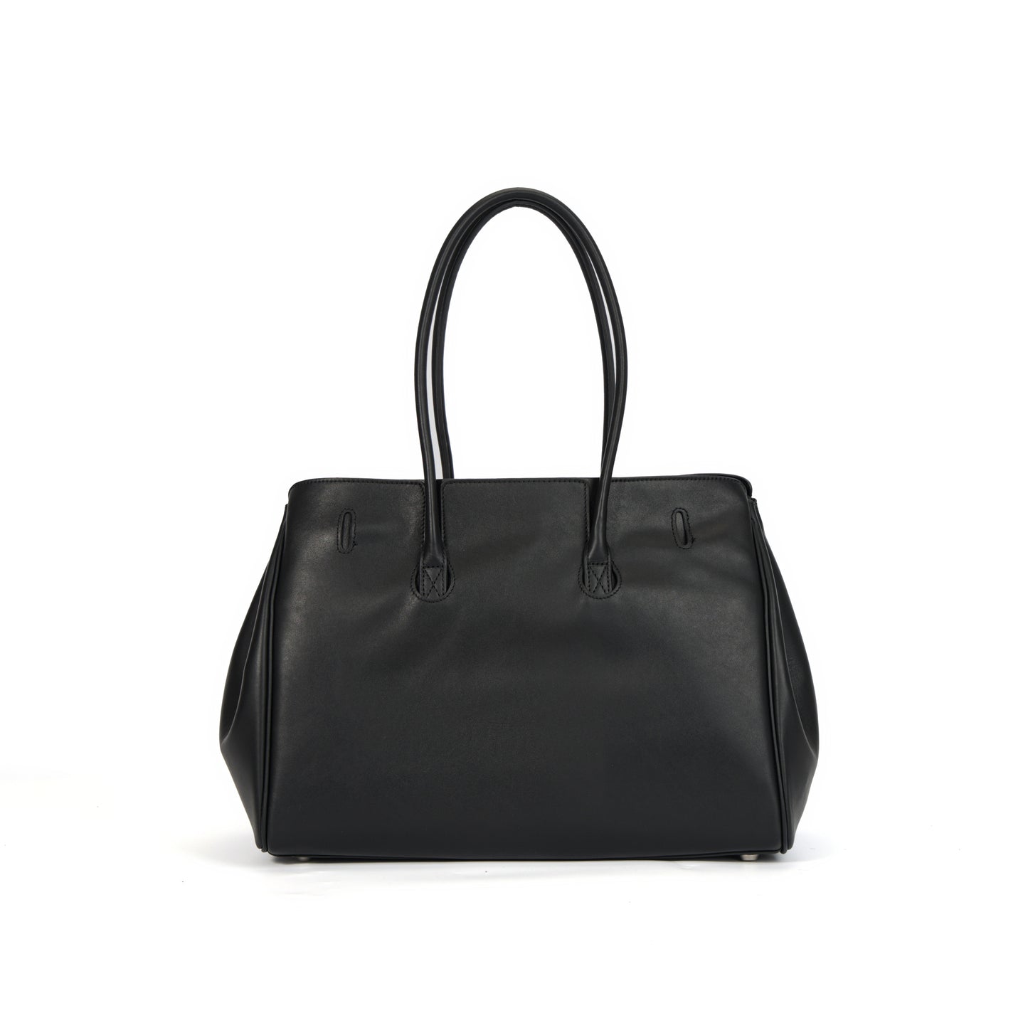 Timeless Elegance Black Leather Tote | Large Capacity Women's Handbag