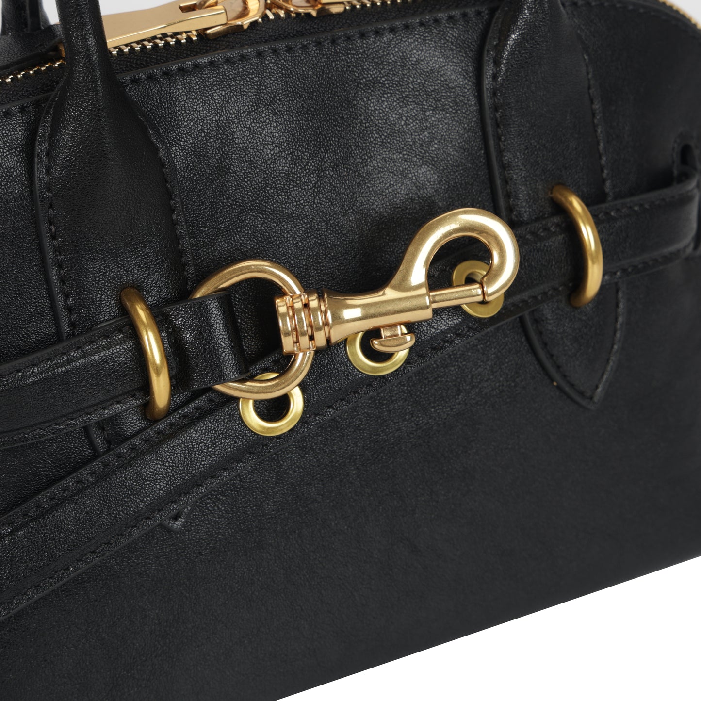 Timeless Elegance Arched Leather Shell Bag | Premium Calfskin Black