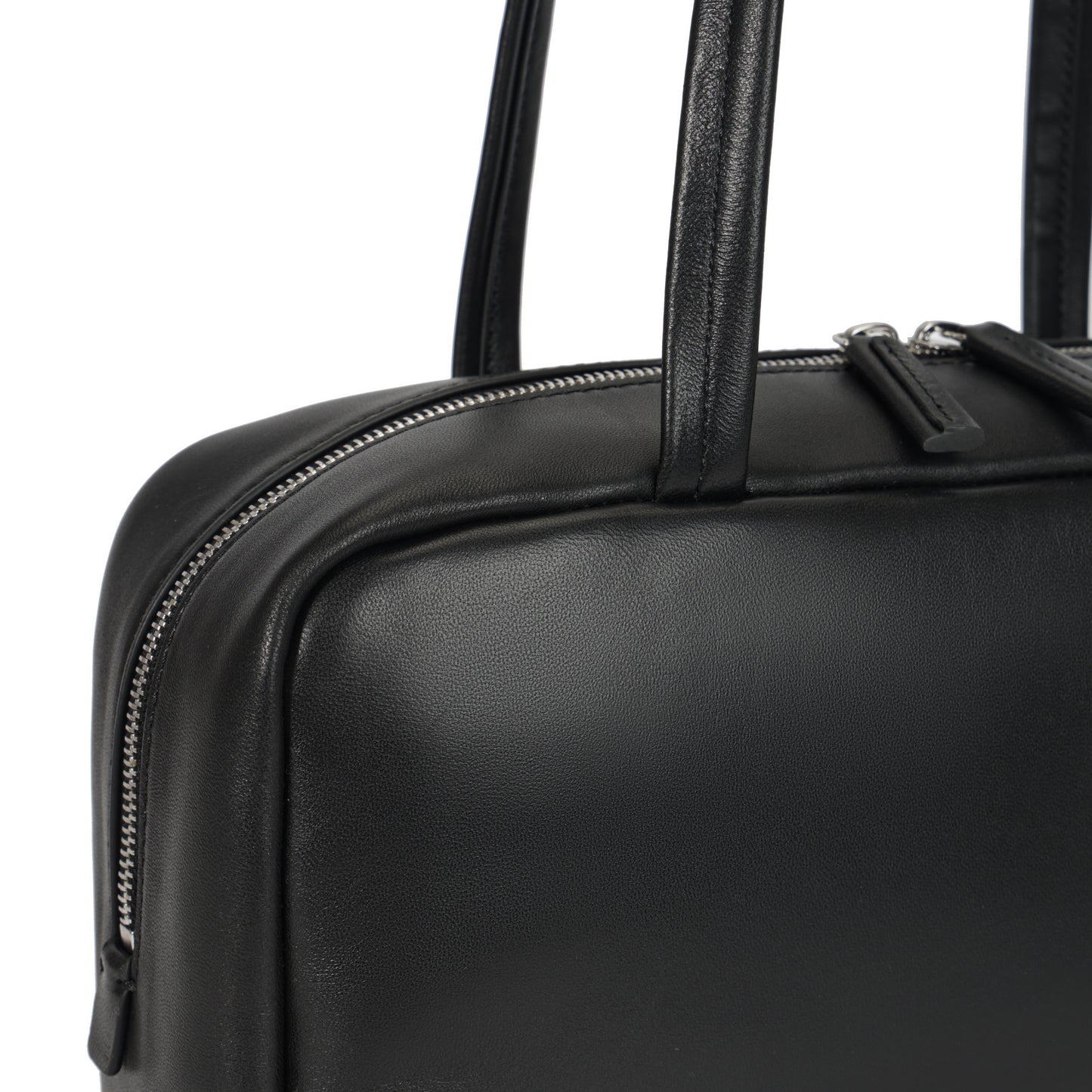 Timeless Elegance Black Lambskin Bowling Bag | Boston Shoulder Bag