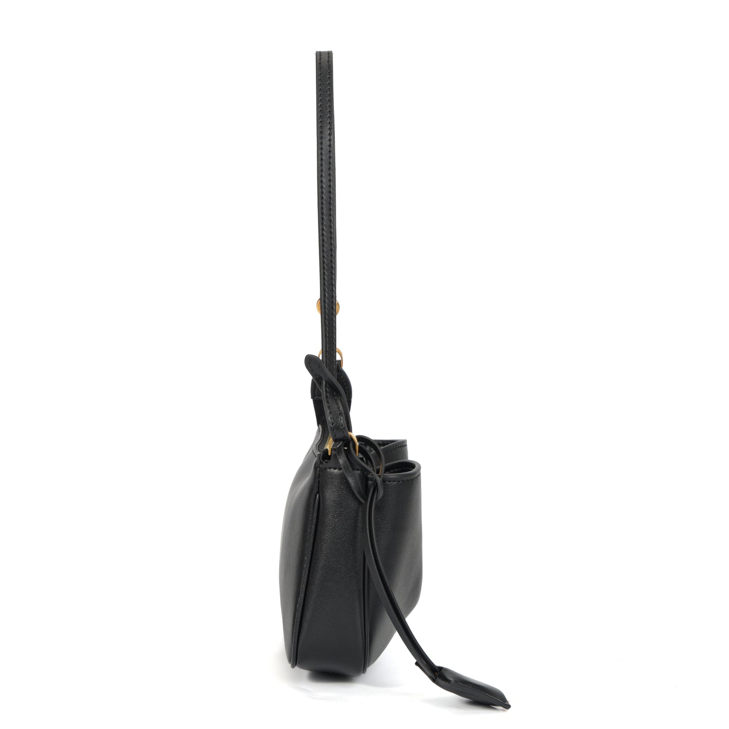 Timeless Elegance Minimalist Shoulder Bag | Black with Gold Buckle