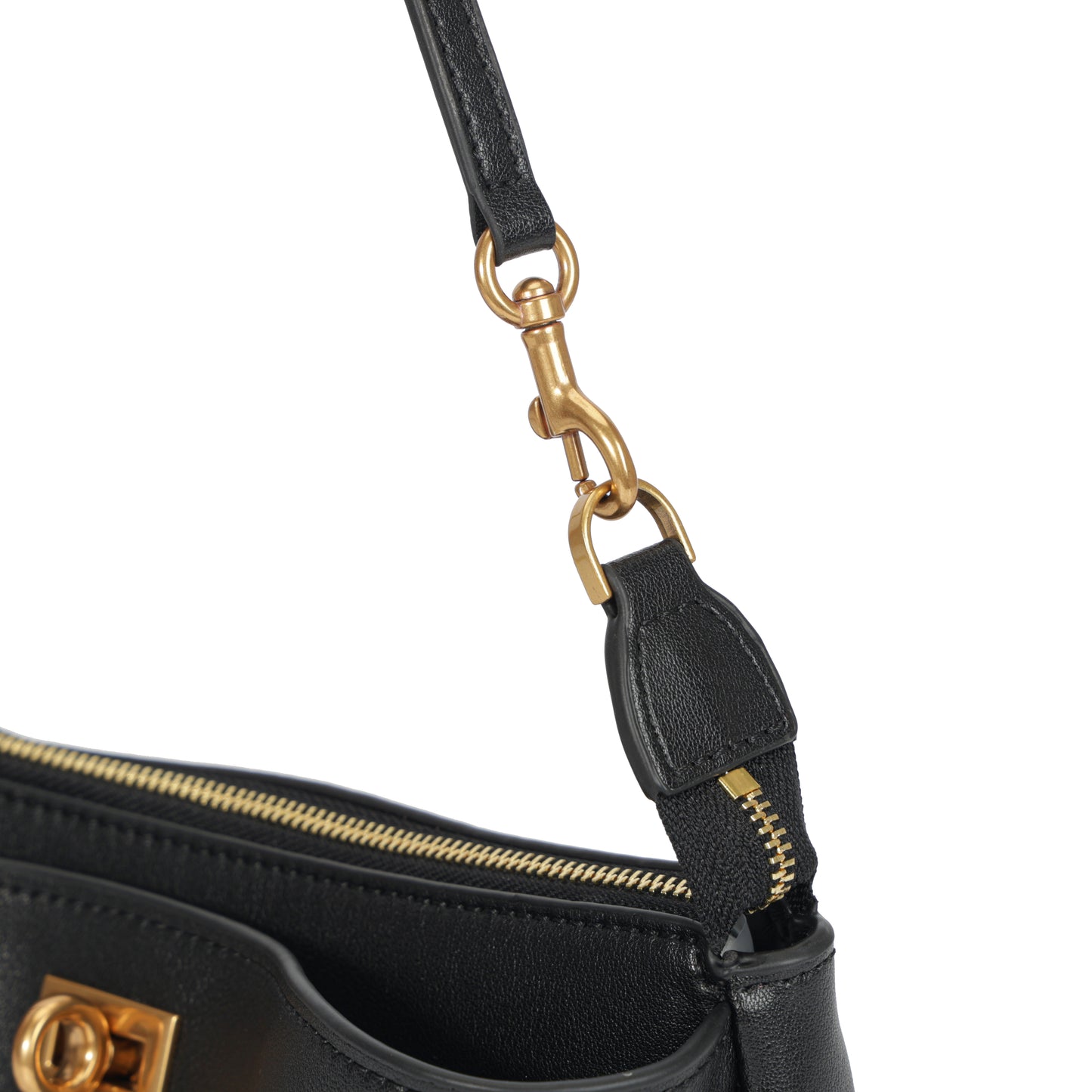 Timeless Elegance Minimalist Shoulder Bag | Black with Gold Buckle