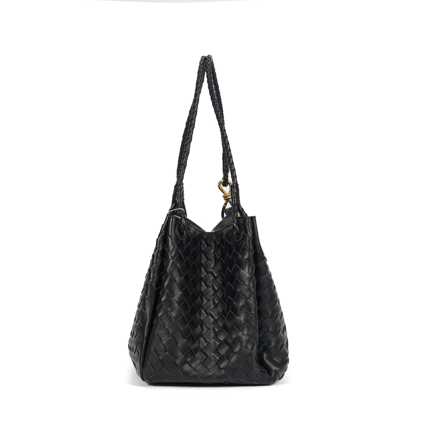 Modern Grace Black Woven Leather Big Parachute Bag | Spacious&Stylish