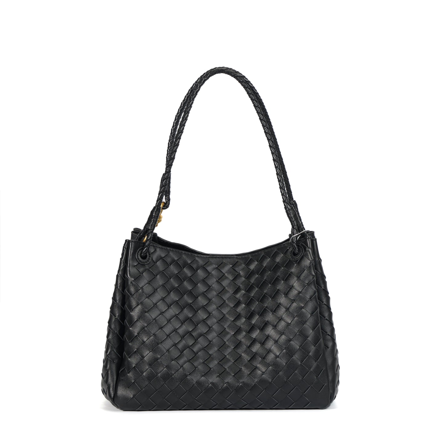 Modern Grace Black Woven Leather Big Parachute Bag | Spacious&Stylish