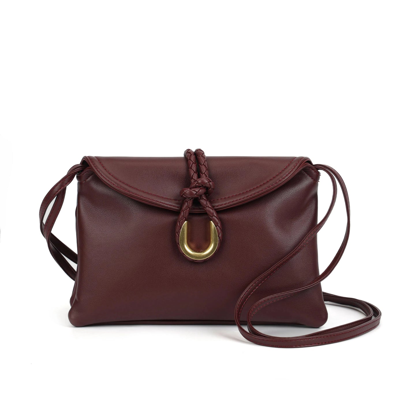 Modern Grace Niche Luxury Style Burgundy Leather Crossbody & ClutchBag