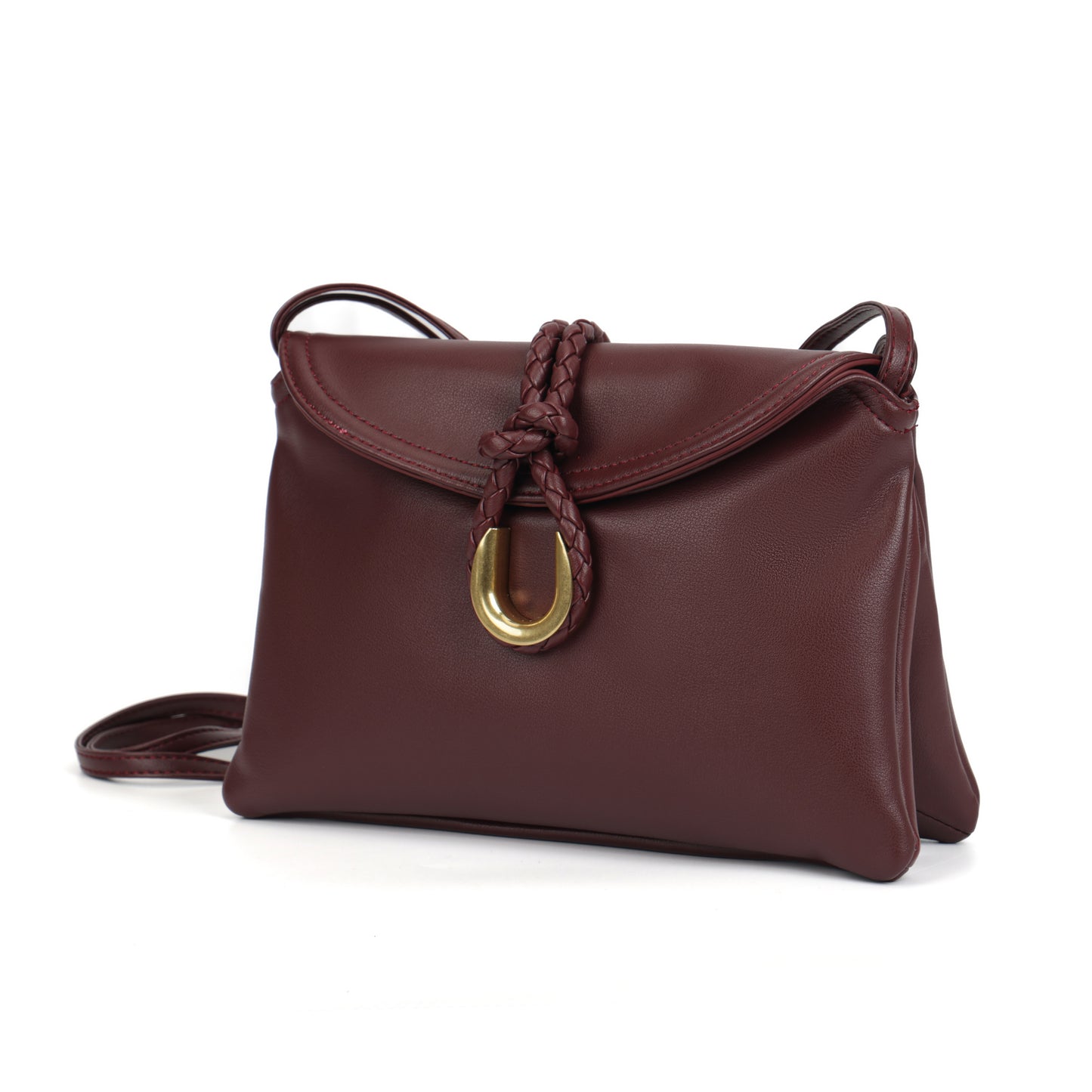 Modern Grace Niche Luxury Style Burgundy Leather Crossbody & ClutchBag