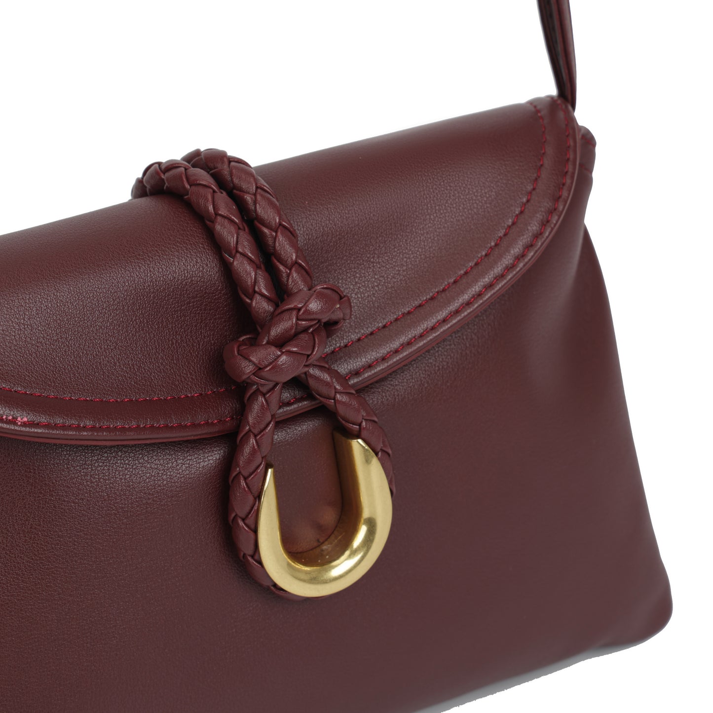 Modern Grace Niche Luxury Style Burgundy Leather Crossbody & ClutchBag