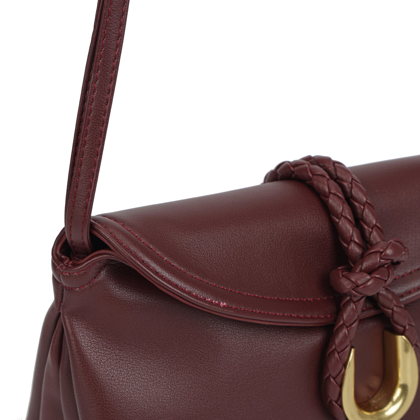 Modern Grace Niche Luxury Style Burgundy Leather Crossbody & ClutchBag