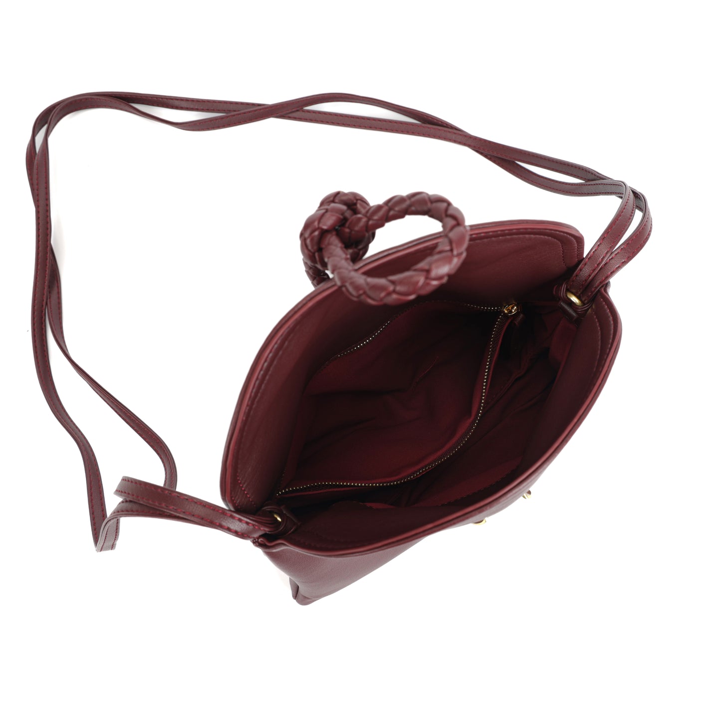 Modern Grace Niche Luxury Style Burgundy Leather Crossbody & ClutchBag