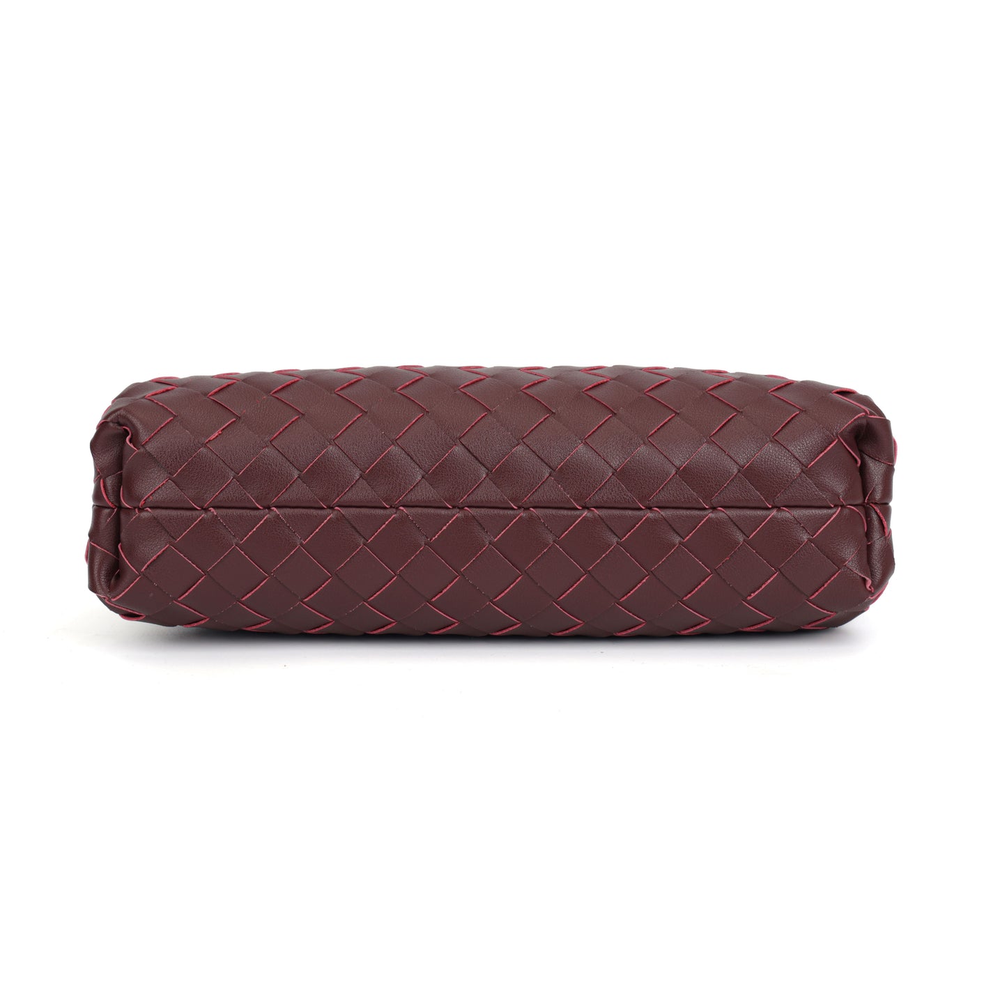 Modern Grace Cloud Bag | Burgundy Woven Leather Shoulder & Clutch Bag