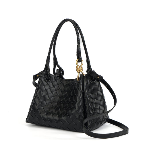 Modern Grace Mini Parachute bag | Classic Black Woven Shoulder Bag