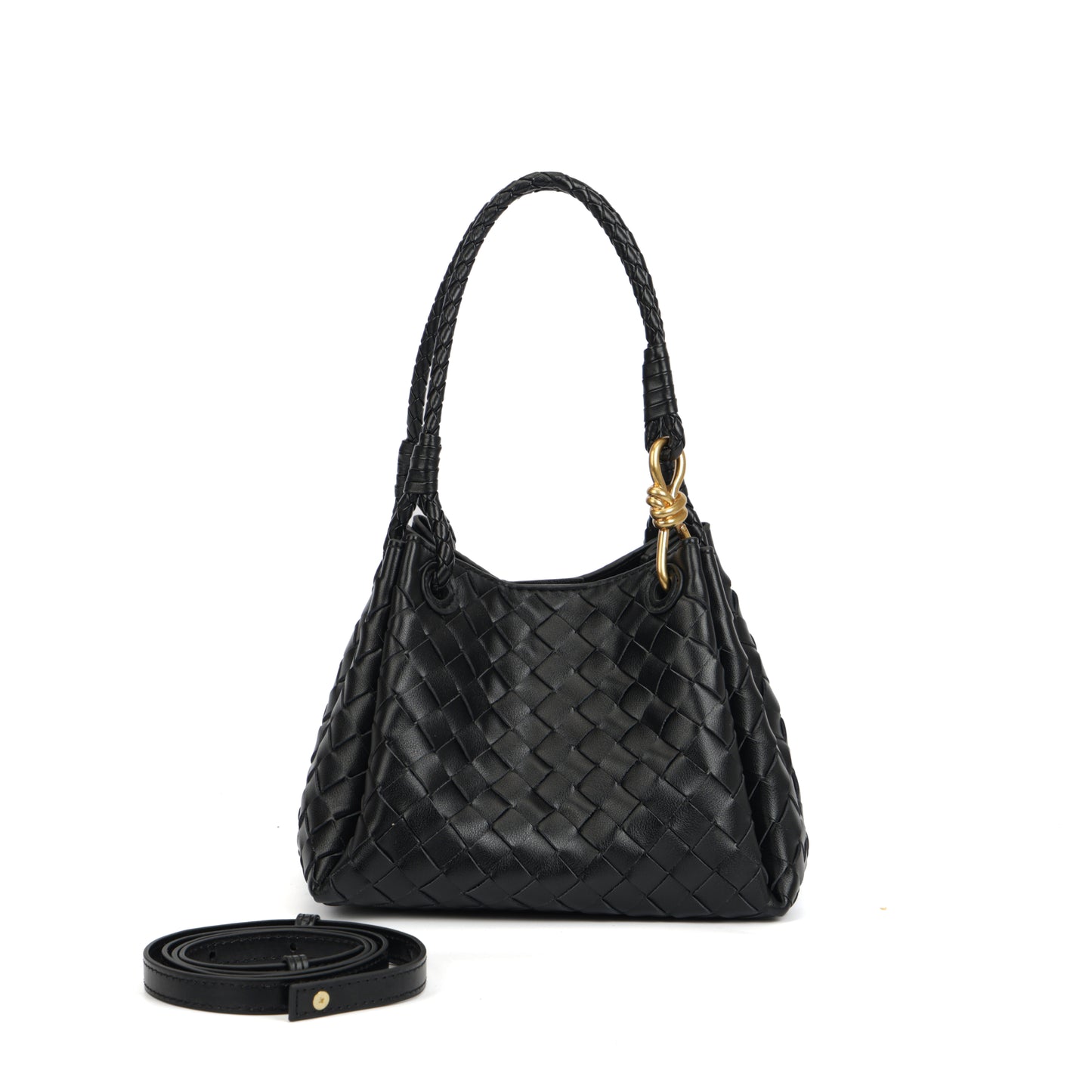 Modern Grace Mini Parachute bag | Classic Black Woven Shoulder Bag