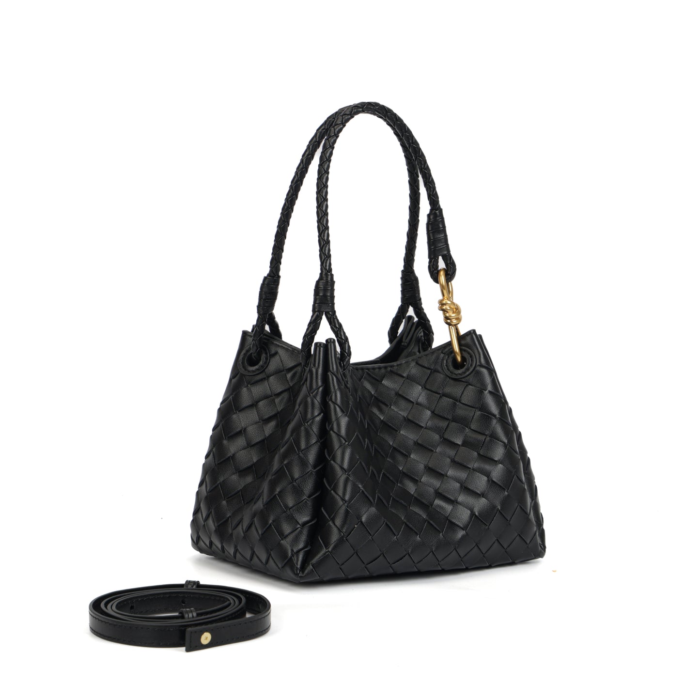 Modern Grace Mini Parachute bag | Classic Black Woven Shoulder Bag