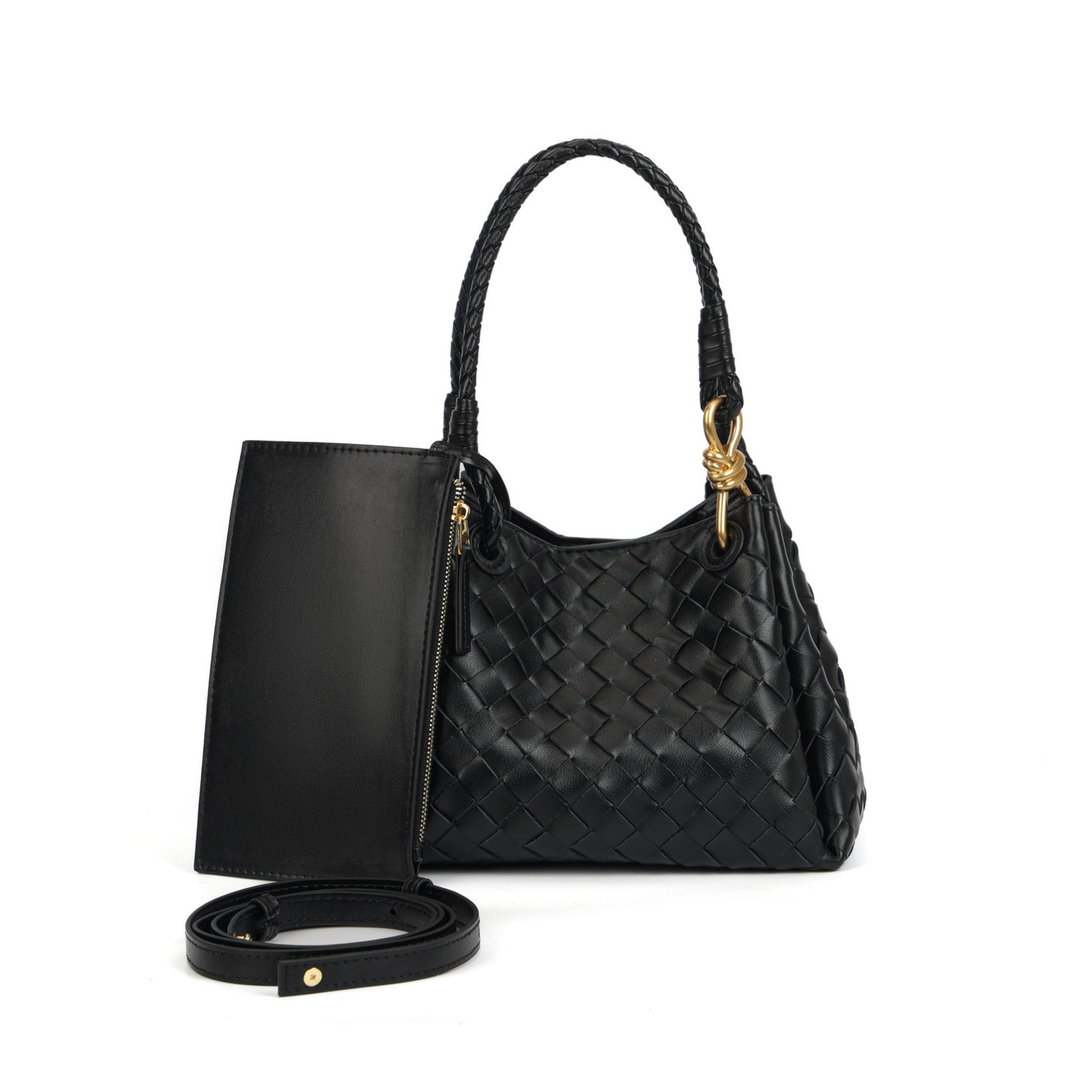 Modern Grace Mini Parachute bag | Classic Black Woven Shoulder Bag