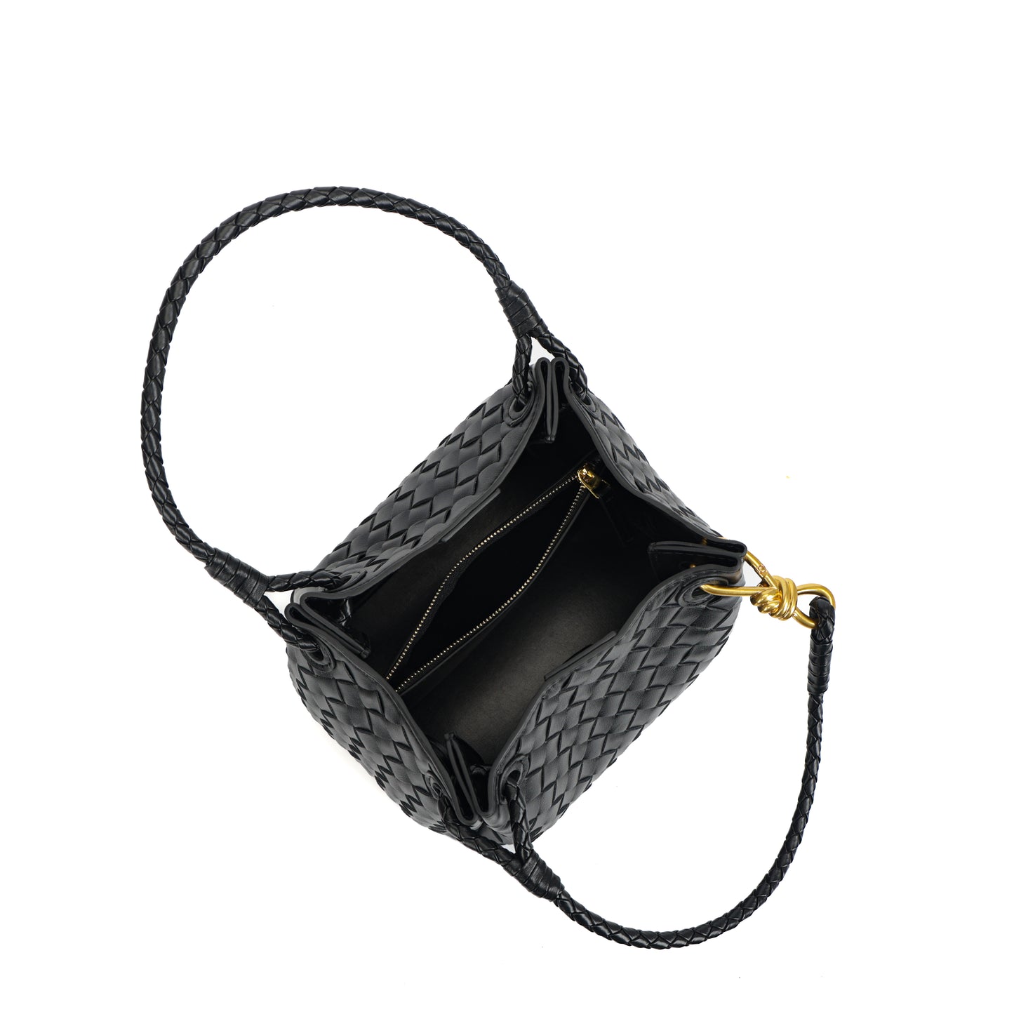 Modern Grace Mini Parachute bag | Classic Black Woven Shoulder Bag