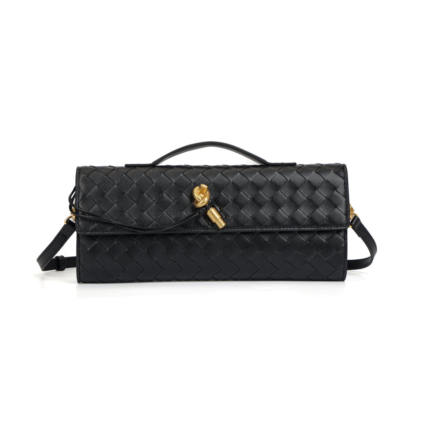 Modern Grace Woven Leather Clutch Bag | Cowhide Baguette Shoulder Bag