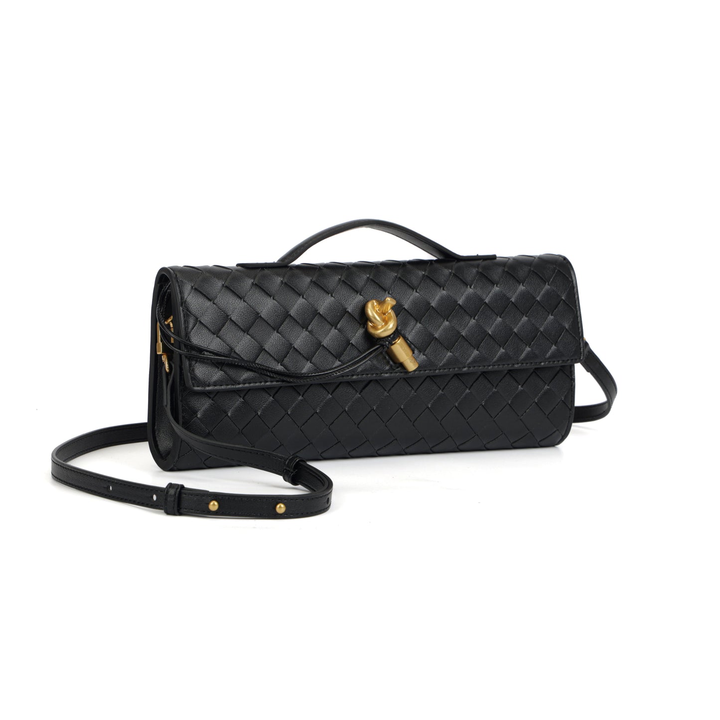 Modern Grace Woven Leather Clutch Bag | Cowhide Baguette Shoulder Bag