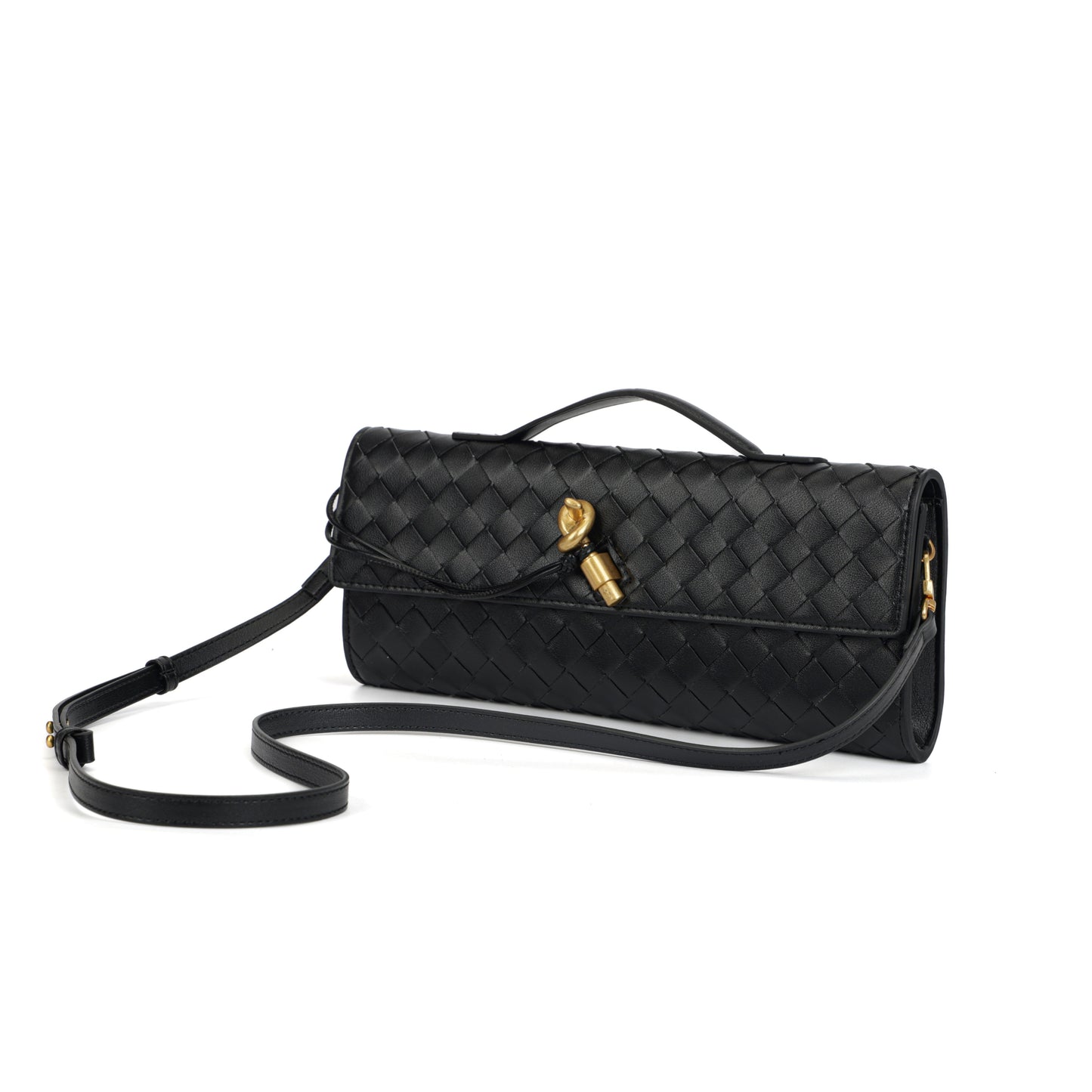 Modern Grace Woven Leather Clutch Bag | Cowhide Baguette Shoulder Bag