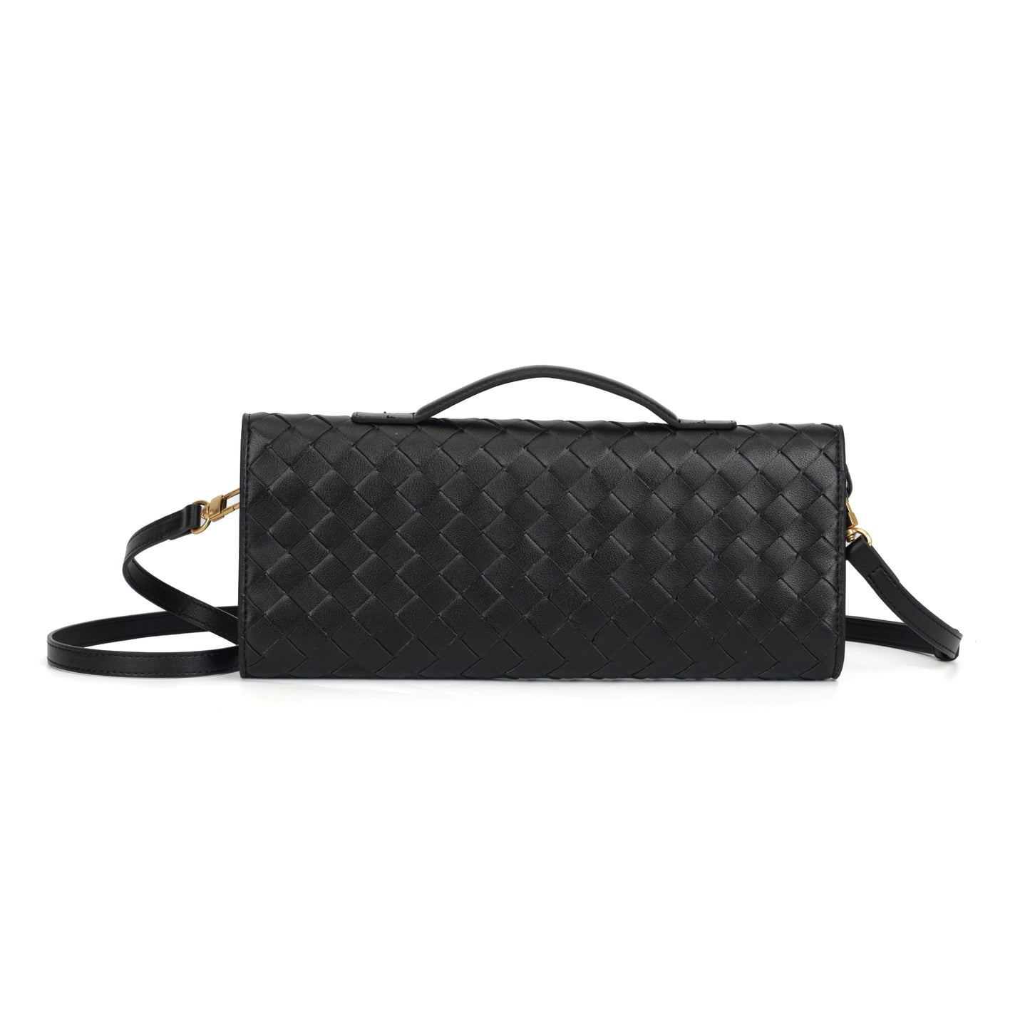 Modern Grace Woven Leather Clutch Bag | Cowhide Baguette Shoulder Bag