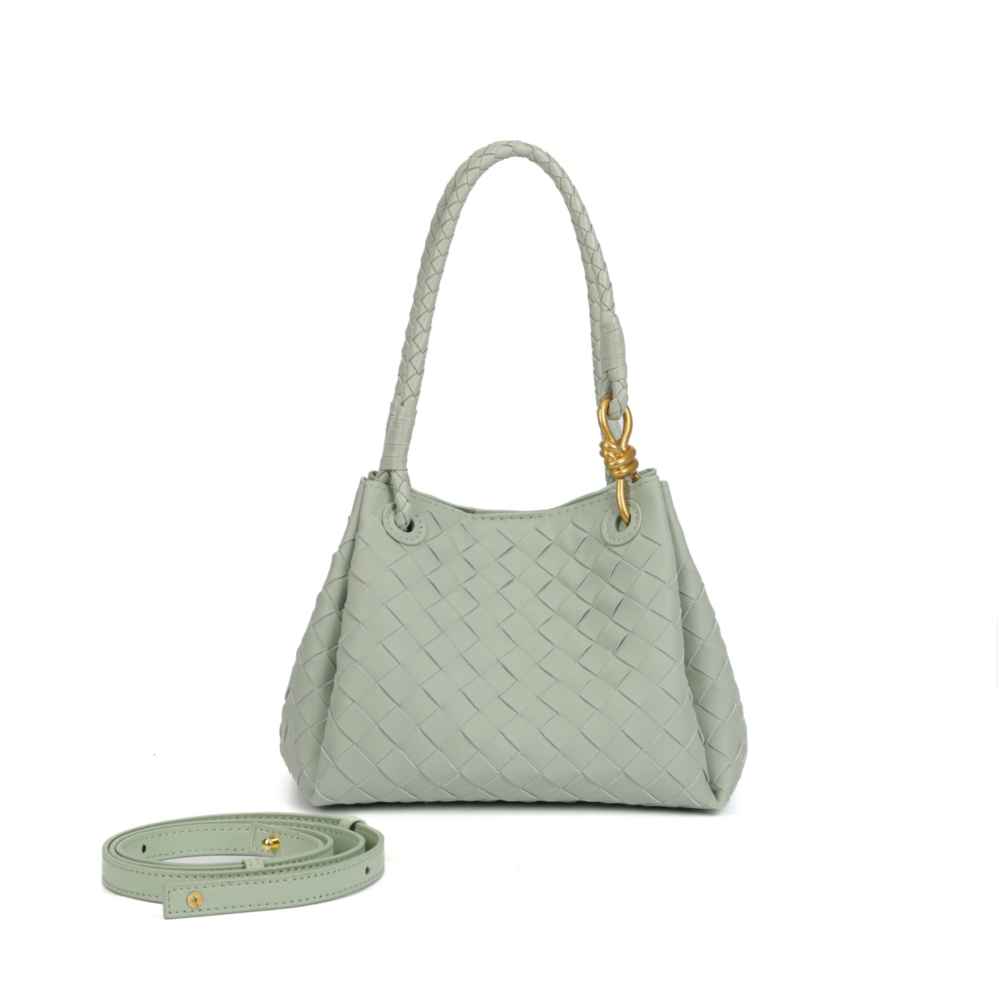 Modern Grace Mini Parachute bag | Sage Green Woven Shoulder Bag