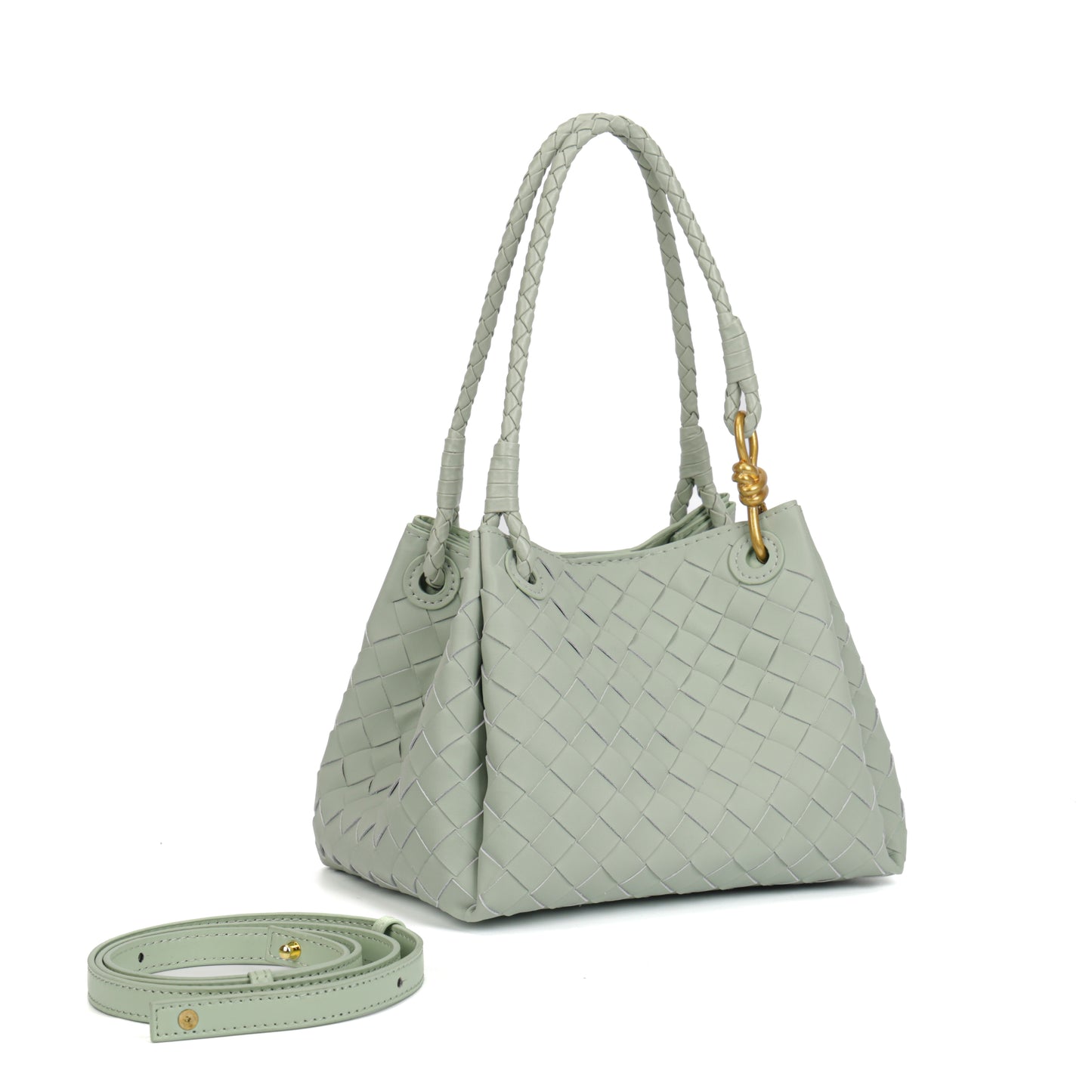 Modern Grace Mini Parachute bag | Sage Green Woven Shoulder Bag