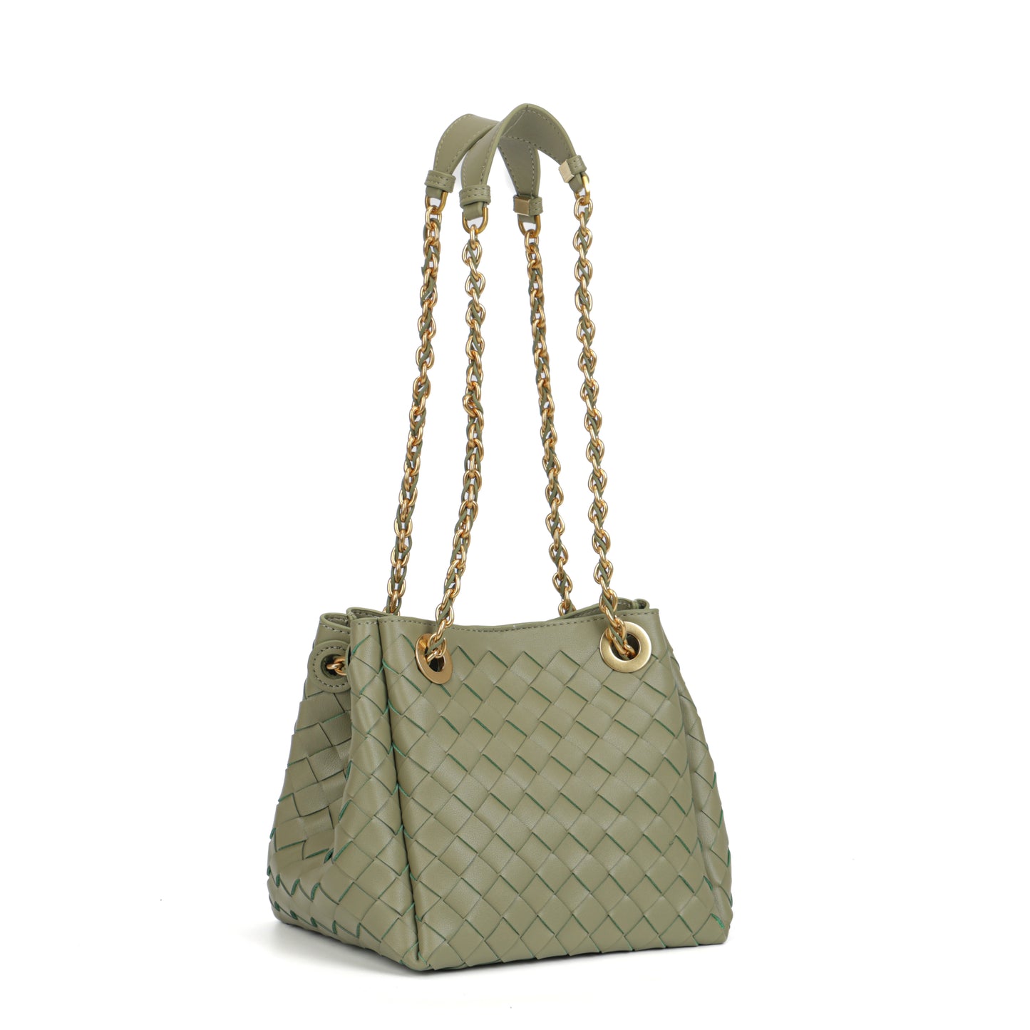 Modern Grace Chain Bag | Avocado Green Woven Calfskin Handbag&Shoulder