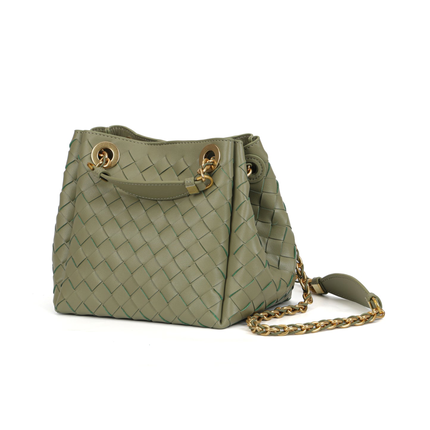 Modern Grace Chain Bag | Avocado Green Woven Calfskin Handbag&Shoulder