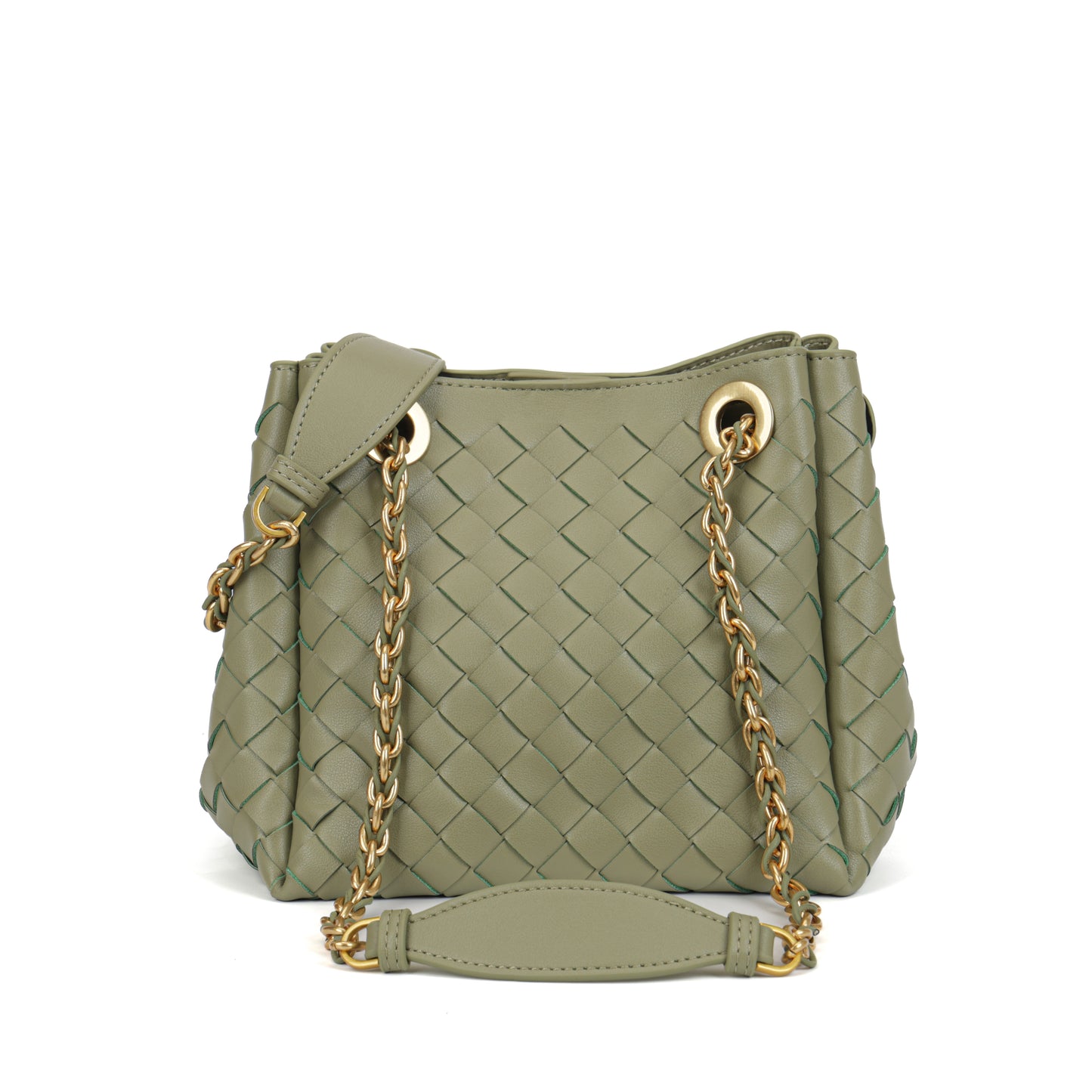 Modern Grace Chain Bag | Avocado Green Woven Calfskin Handbag&Shoulder