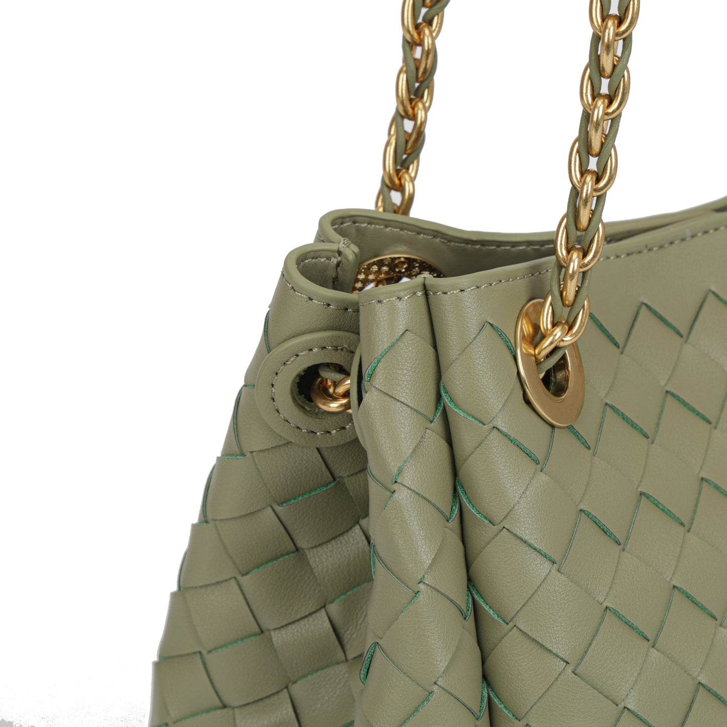 Modern Grace Chain Bag | Avocado Green Woven Calfskin Handbag&Shoulder