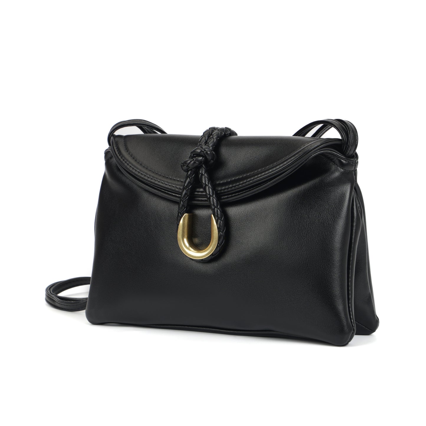 Modern Grace Niche Luxury Style Black Leather Crossbody & ClutchBag