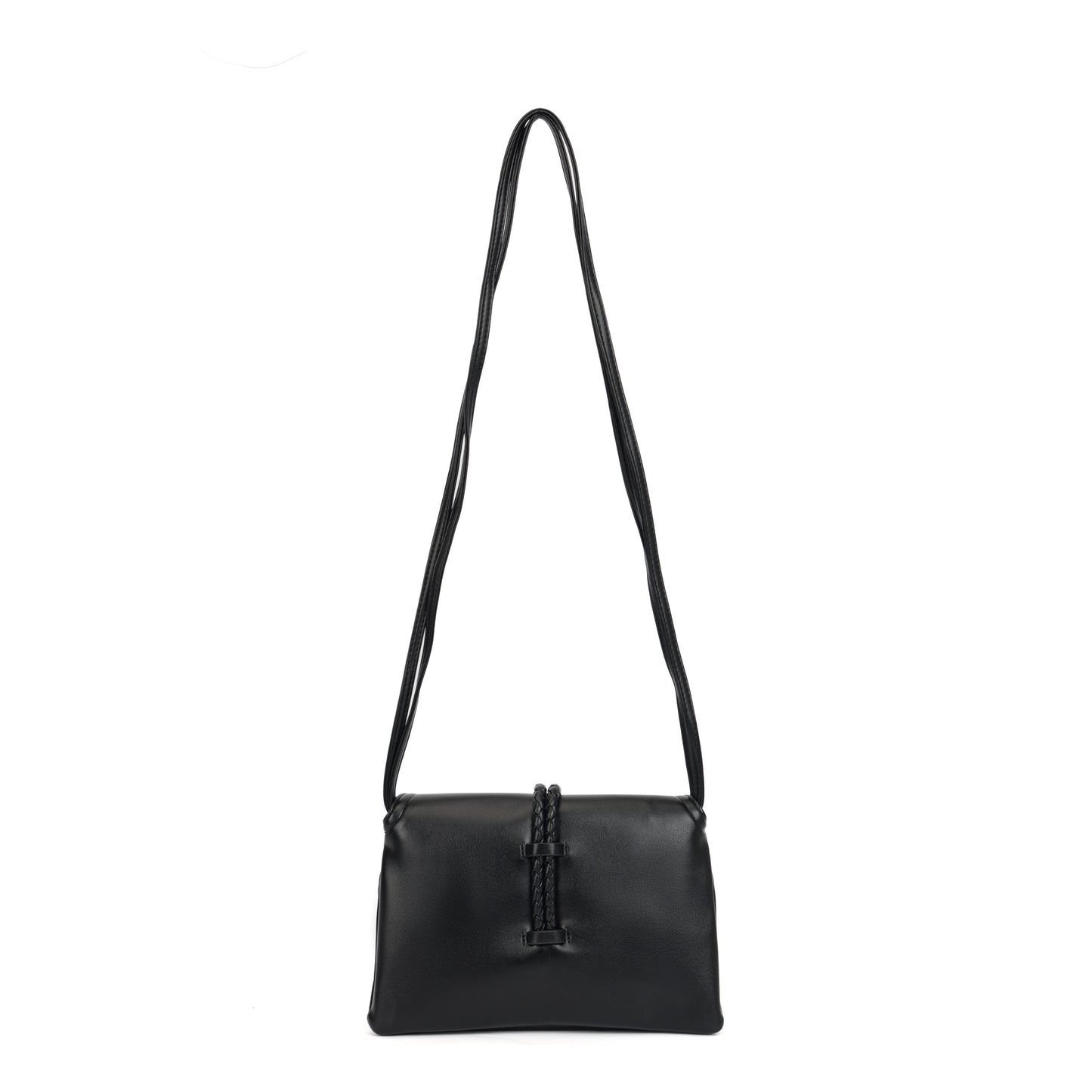 Modern Grace Niche Luxury Style Black Leather Crossbody & ClutchBag