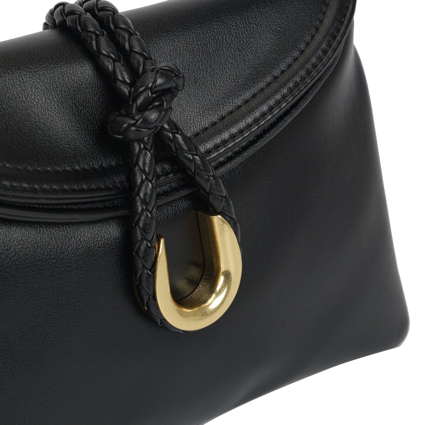 Modern Grace Niche Luxury Style Black Leather Crossbody & ClutchBag