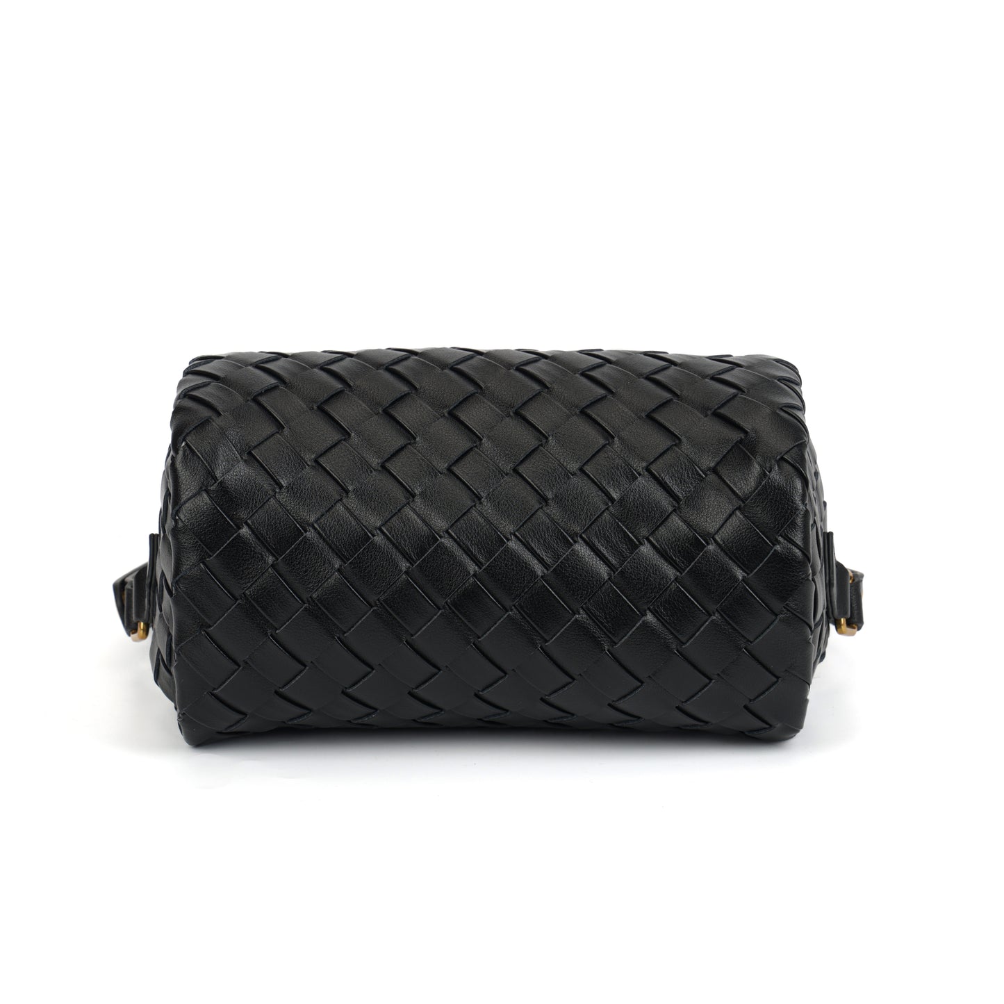 Modern Grace Woven Leather Pillow Bag | Black Mini Cowhide Shoulder