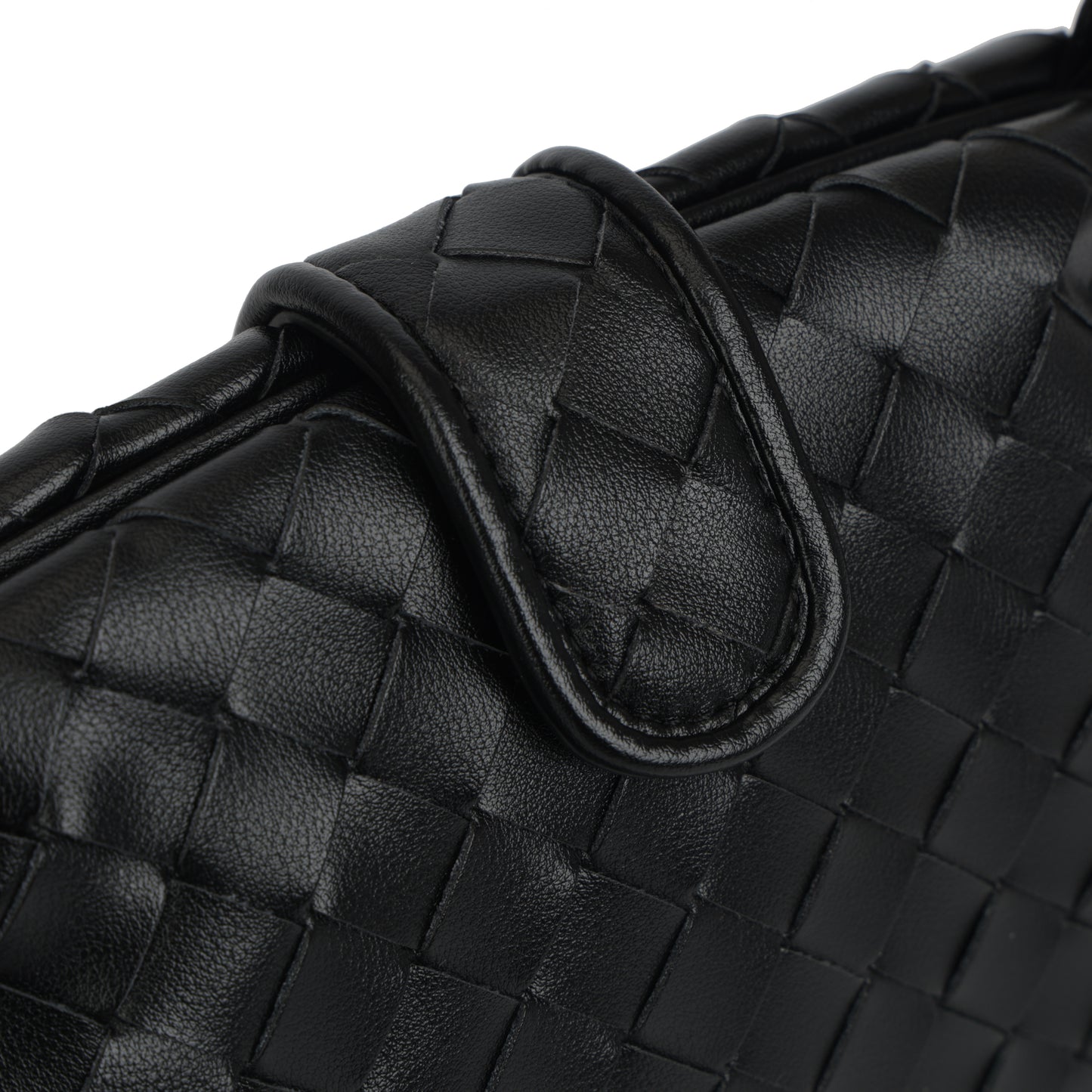 Modern Grace Cloud Bag | Black Woven Leather Shoulder & Clutch Bag