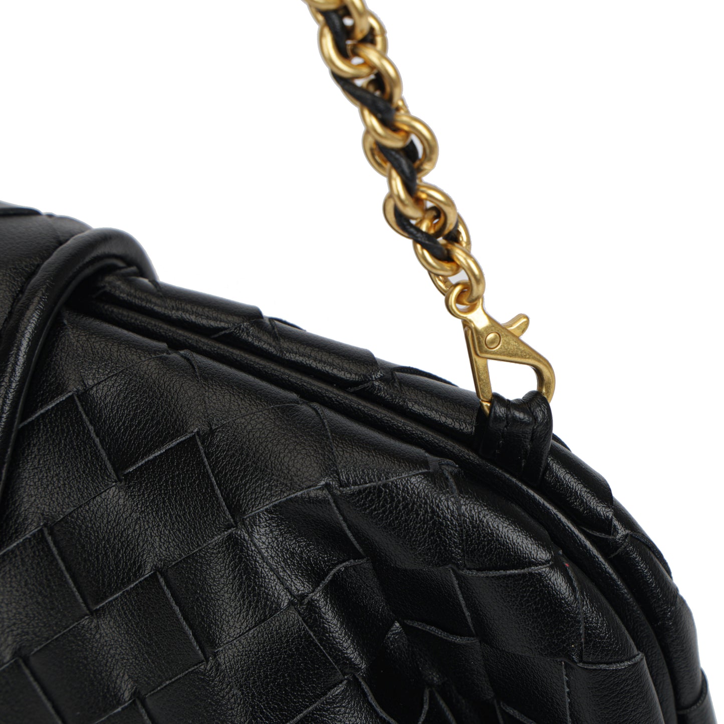 Modern Grace Cloud Bag | Black Woven Leather Shoulder & Clutch Bag