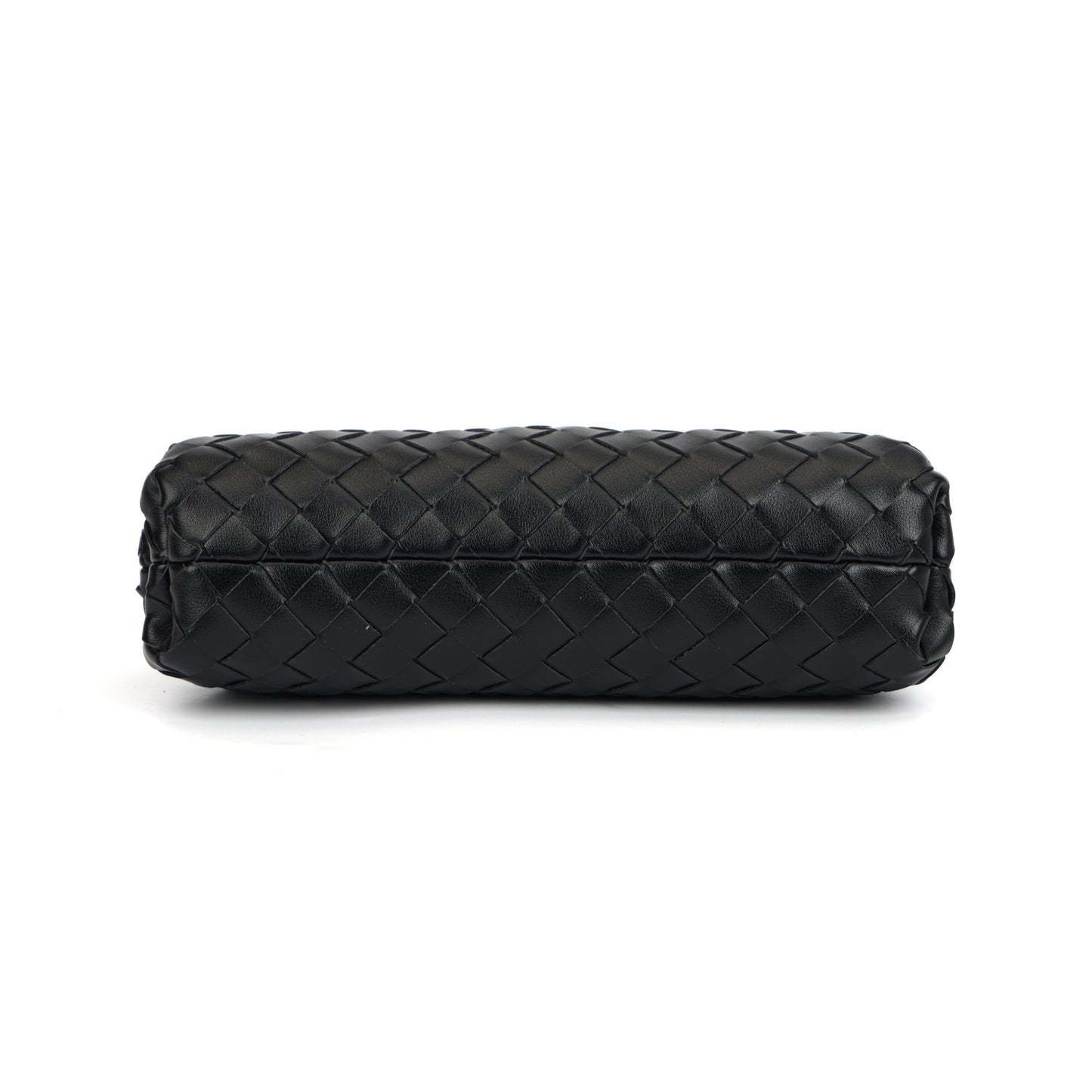 Modern Grace Cloud Bag | Black Woven Leather Shoulder & Clutch Bag